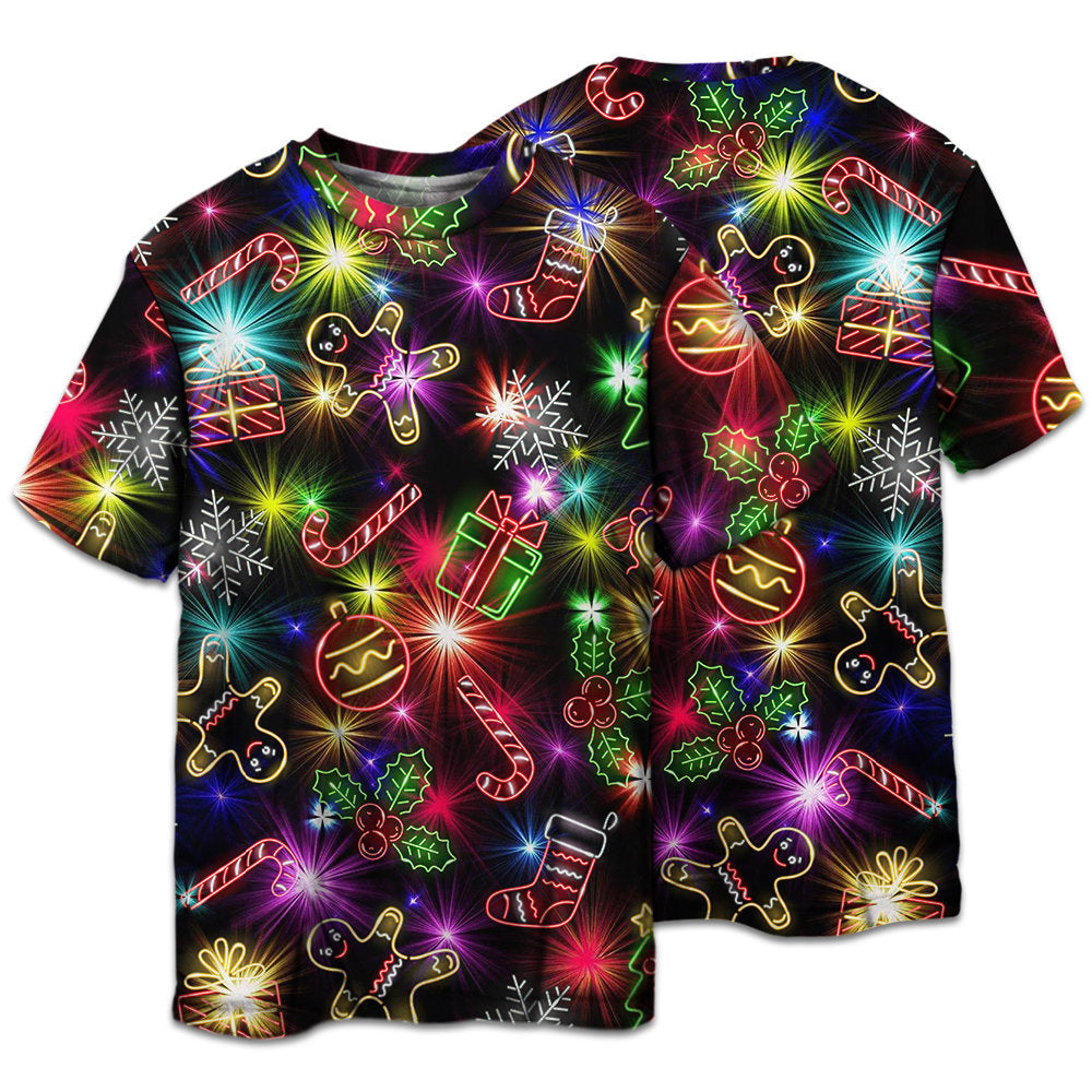 Christmas Tree Gifts Cookies And Gingerbread Short Sleeve Pajamas Set For Winter Nights And Thoughtful Gifting