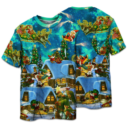 Magical Christmas Night Short Sleeve Pajamas Set For Christmas Sleepwear And Family Lounging