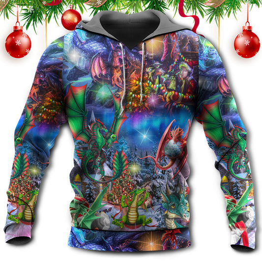 Christmas Dragon Light Hoodie For Festive Days Casual Adventures And Thoughtful Seasonal Gifting