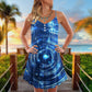 Music Neon Circle Notes V-Neck Sleeveless Cami Dress For Music Festivals Summer Parties And Creative Casual Wear