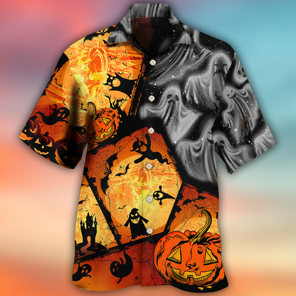 Halloween Spooky Ghost Pumpkin Hawaiian Shirt Summer Design Detail For Thoughtful Gifting