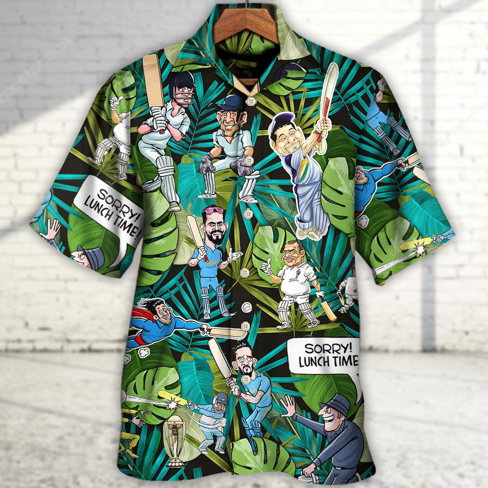 Tropical Funny Cricket Weekend Humor Hawaiian Shirt Collar And Front View For Thoughtful Gifting