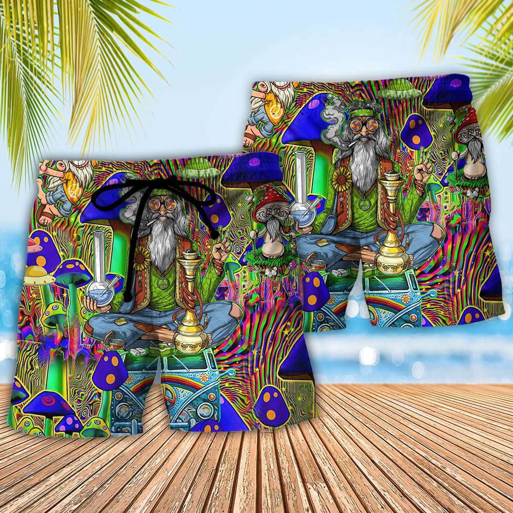 Hippie Mushroom Peace Colorful Beach Shorts Pattern Detail For Resort Wear And Versatile Outdoor Wear