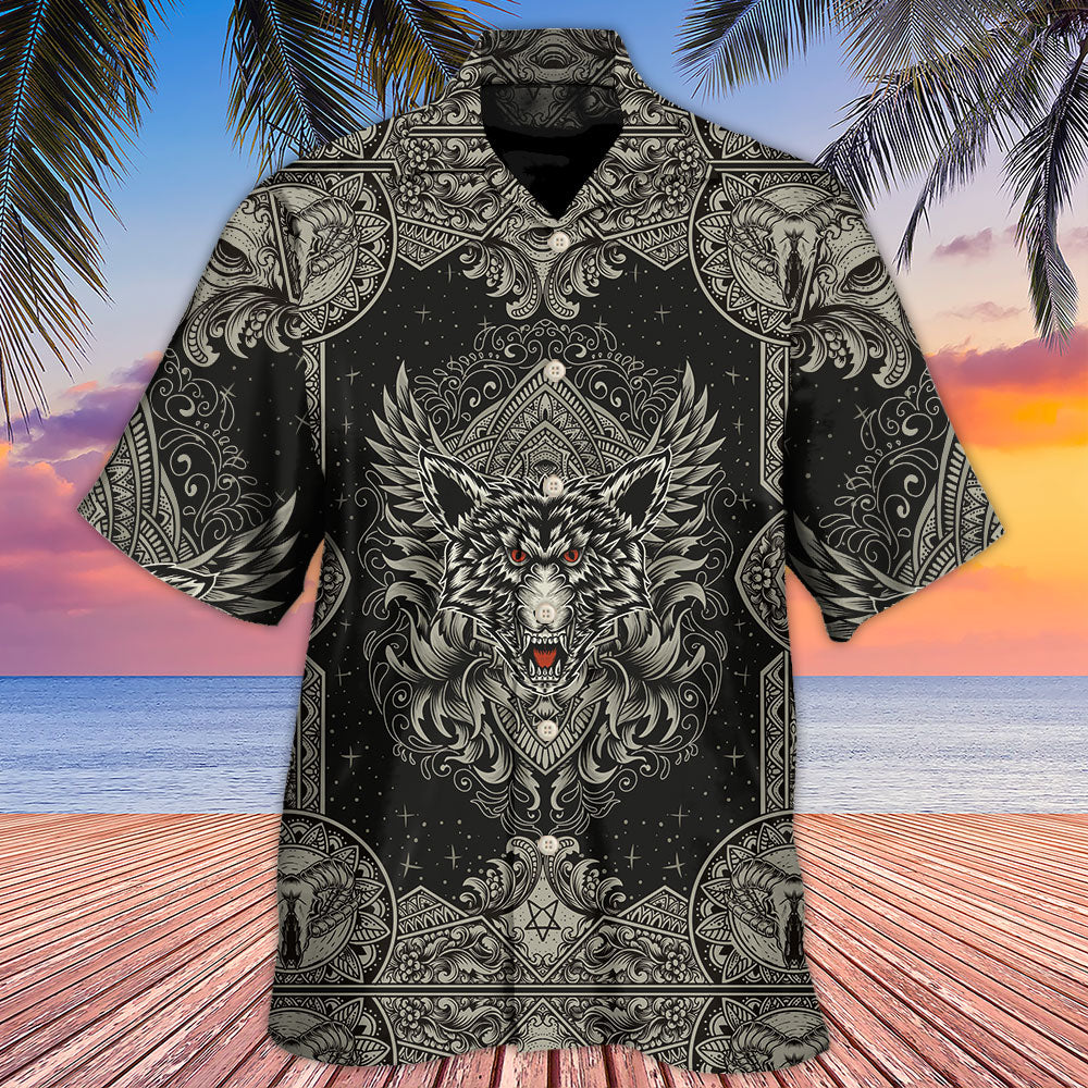 Dark Wolf Line Hawaiian Shirt For Vacation Days And Relaxed Coastal Outings