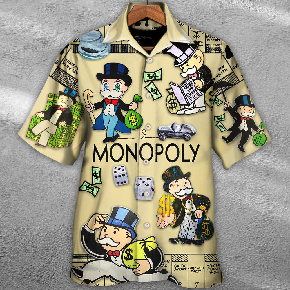 Classic Property Board Game Hawaiian Shirt Button Front Artwork For Weekend Trips