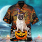 Halloween Pug Pumpkin Dog Hawaiian Shirt Front Pattern View For Weekend Trips