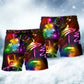 Dancing Santa Snowman Neon Christmas Beach Shorts For Resort Travel And Thoughtful Summer Gifting