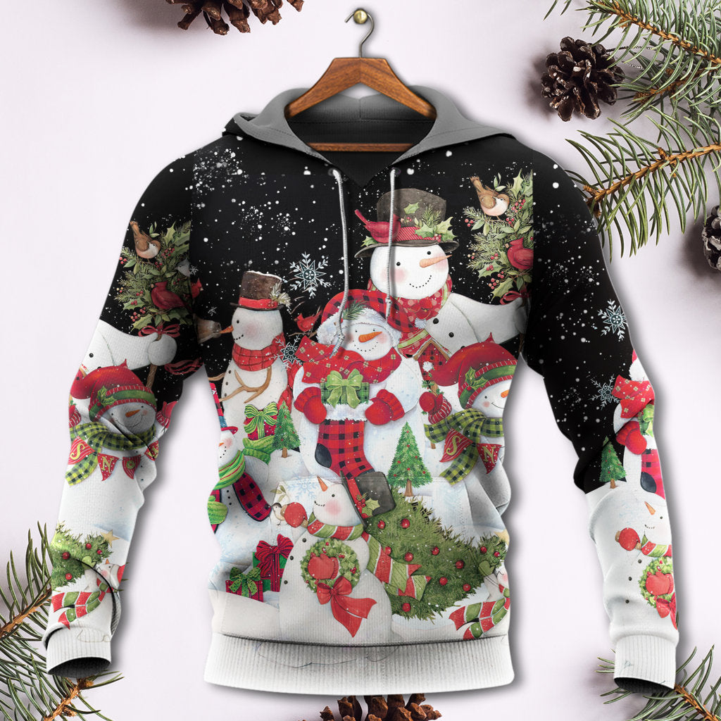 Cute Christmas Snowman Joy Cardinal Hoodie For Winter Streetwear Christmas Travel And Seasonal Home Gatherings