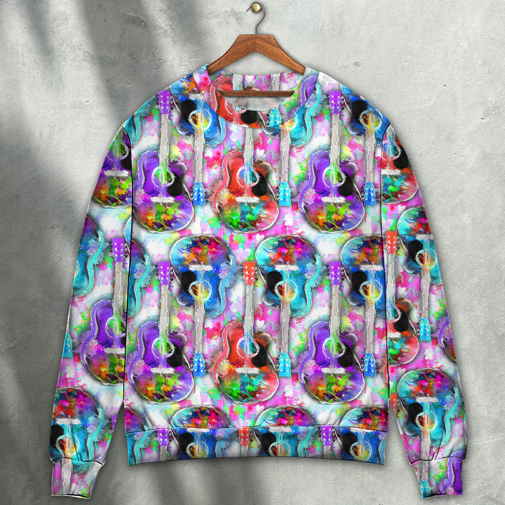Guitar Color Sweater For Parties Casual Events And Comfortable Daily Wear