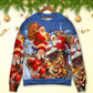 Christmas Santa Up On Rooftop Sweater For Family Gatherings Winter Travel And Everyday Seasonal Comfort