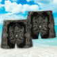 Minimal Wolf Line Dark Beach Shorts Design Detail For Casual Warm Weather Outfits