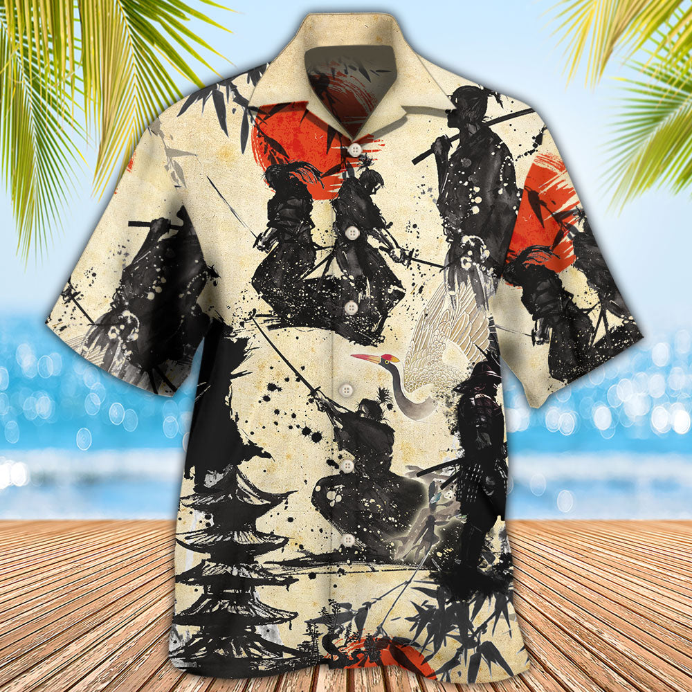 Samurai Mountain Sketch Hawaiian Shirt Print Closeup For Resort Wear