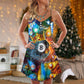Christmas Billiard Fire Merry V-Neck Sleeveless Cami Dress For Festive Events And Casual Summer Styling