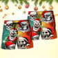 Christmas Bad Santa Skull Galaxy Art Beach Shorts For Holiday Beach Days