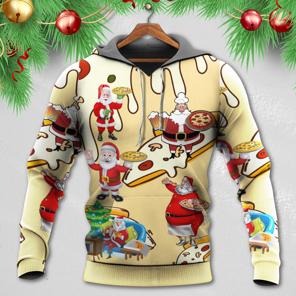 Santa Pizza Night Christmas Hoodie For Holiday Gatherings Winter Travel And Seasonal Gifting
