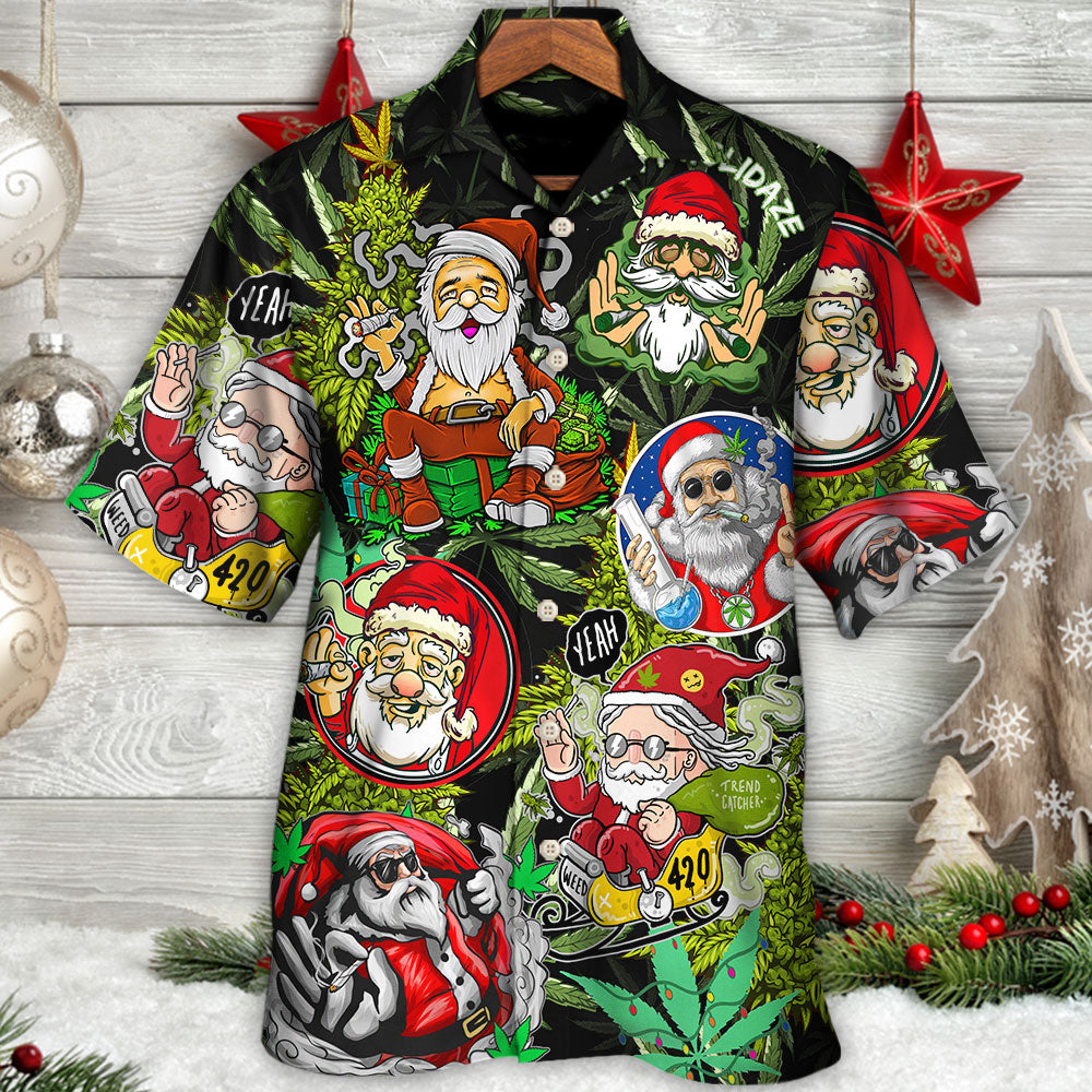 Bohemian Christmas Santa Hippie Hawaiian Shirt Artwork View For Casual Outings