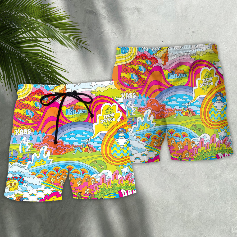 Hippie Beach Shorts Pattern Detail For Poolside Fun And Lightweight Summer Style