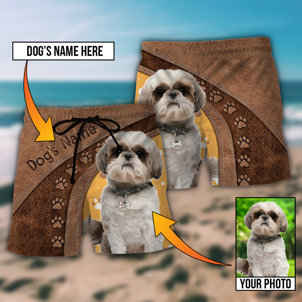 Dog Paw Classic Beach Shorts Artwork Detail For Casual Warm Weather Outfits