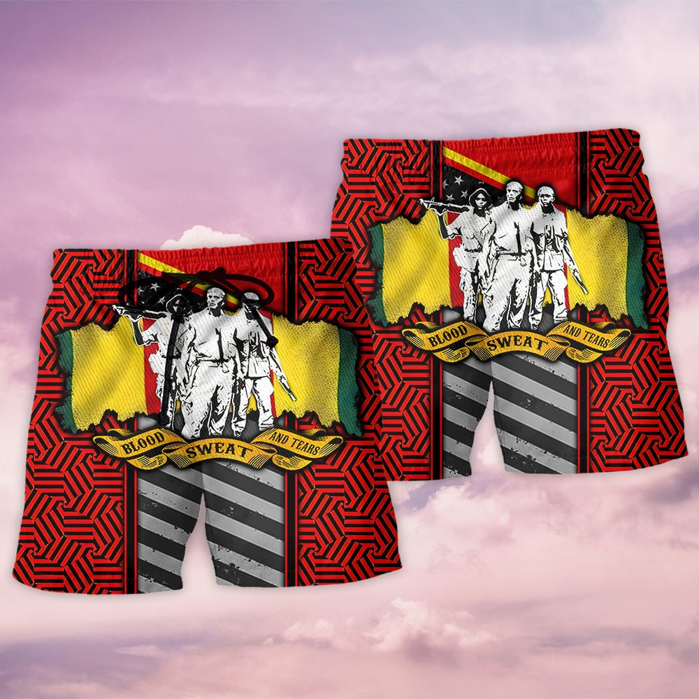Vietnam Veteran Blood Sweat Tears Tribute Beach Shorts For Warm Weather Travel And Everyday Comfort
