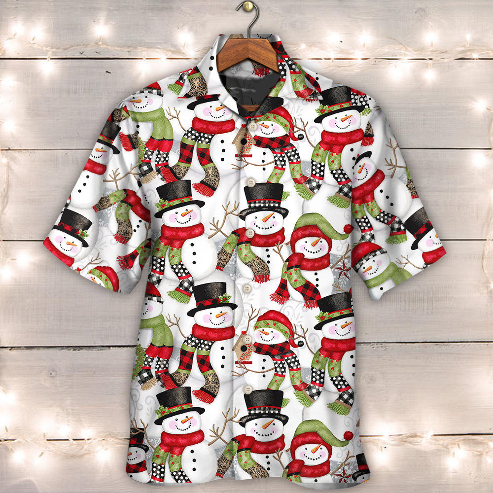 Christmas Snowman Family Hawaiian Shirt Front Pattern View For Thoughtful Gifting
