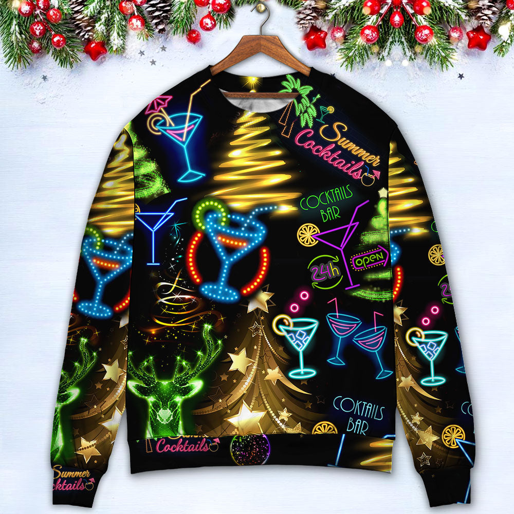 Christmas Cocktail Neon Sweater For Festive Family Events Casual Wear And Holiday Gift Giving
