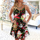 Joyful Santa Snowman V-Neck Sleeveless Cami Dress For Festive Events And Casual Summer Styling
