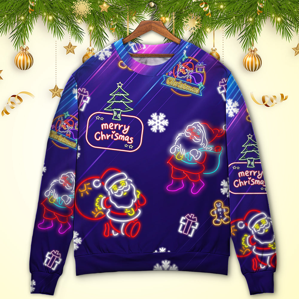Christmas Santa Neon Light Party Sweater For Holiday Parties Family Gatherings And Seasonal Gift Giving
