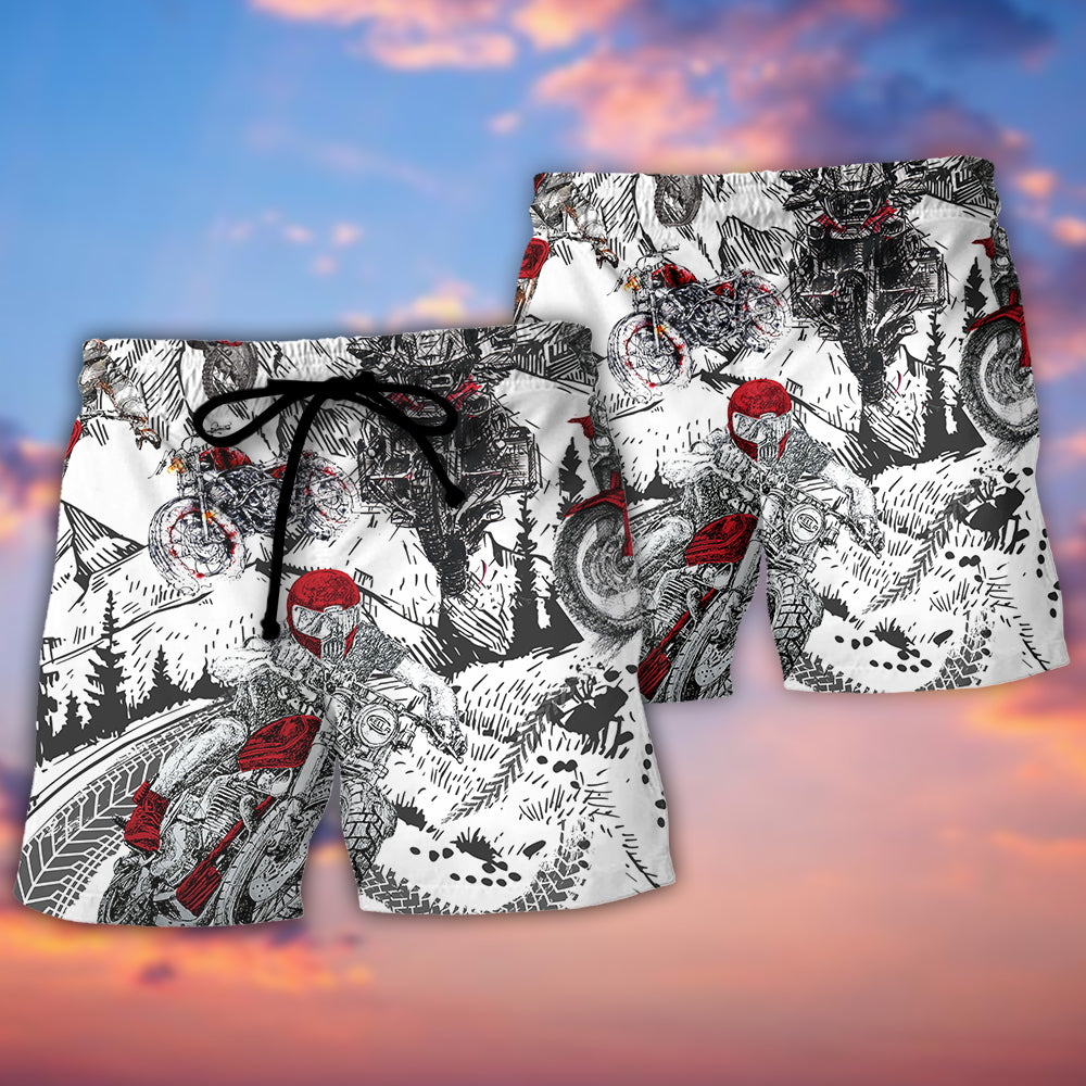 Motorcycle Life Is Good Happy Ride Beach Shorts For Racing Fans And Beach Days