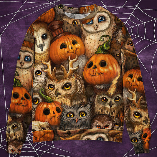 Halloween Owl Pumpkin Sweater For Alternative Outfits Seasonal Events And Everyday Comfort