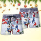 Christmas Children And Snowman In Town Beach Shorts Design Detail For Coastal Escapes And Daily Wear