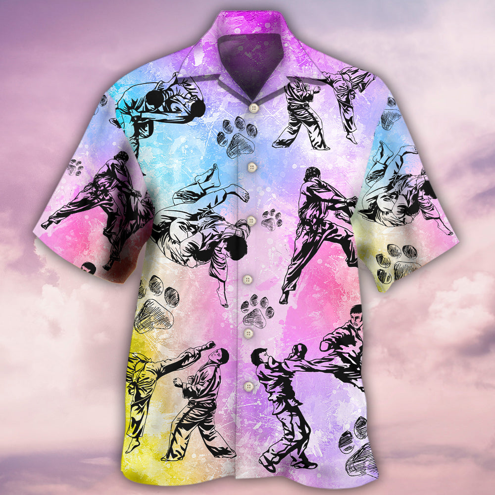 Karate Dogs Hawaiian Shirt Design Detail For Beach Days And Holiday Travel