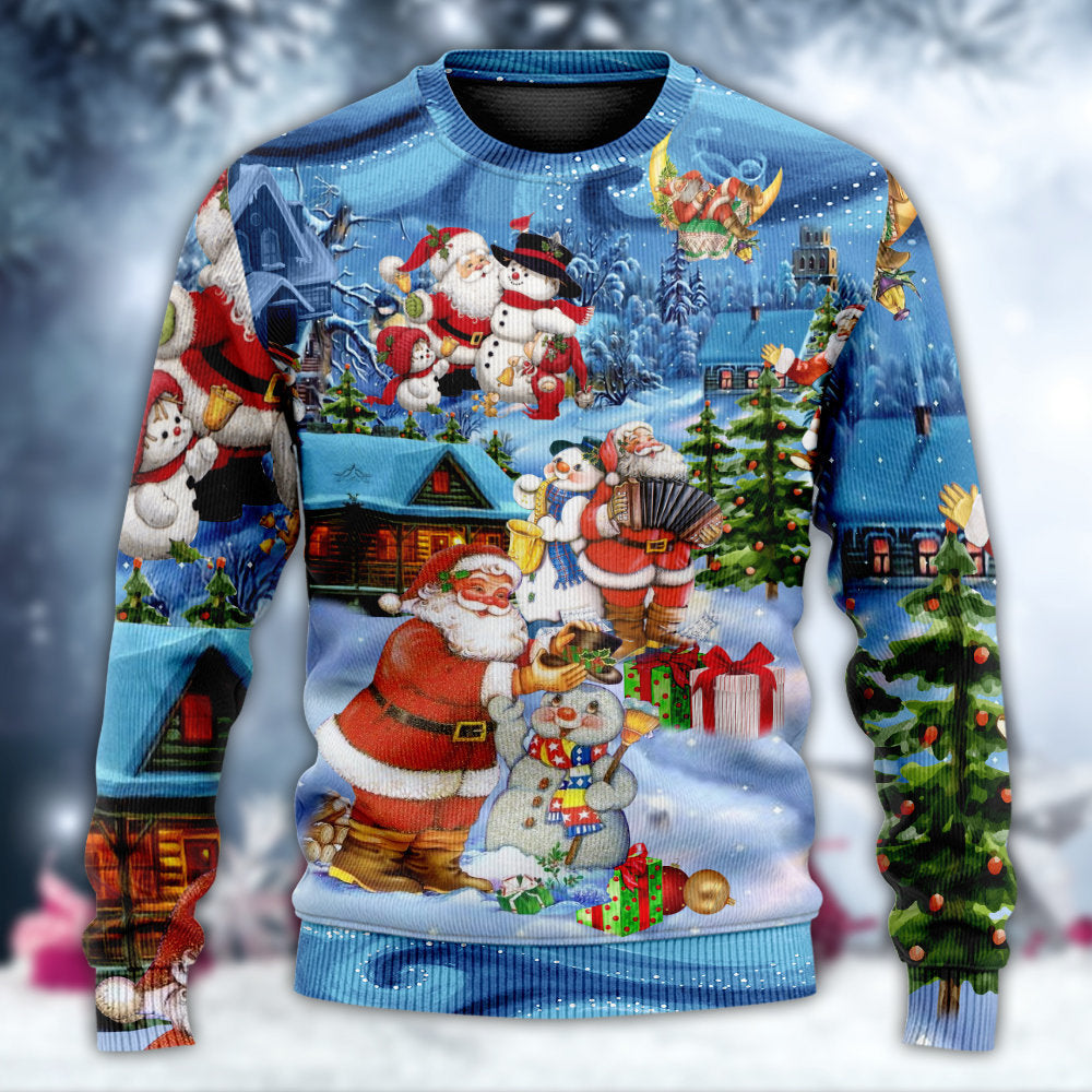 Christmas Santa And Snowman Best Friends Sweater For Seasonal Parties Cozy Gatherings And Thoughtful Holiday Gifts