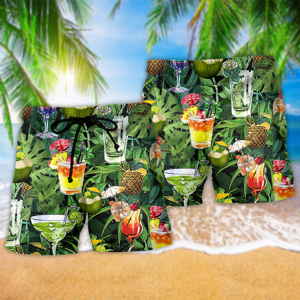 Cocktail And Fruit Summer Vibes Beach Shorts Print Detail For Thoughtful Gift Giving