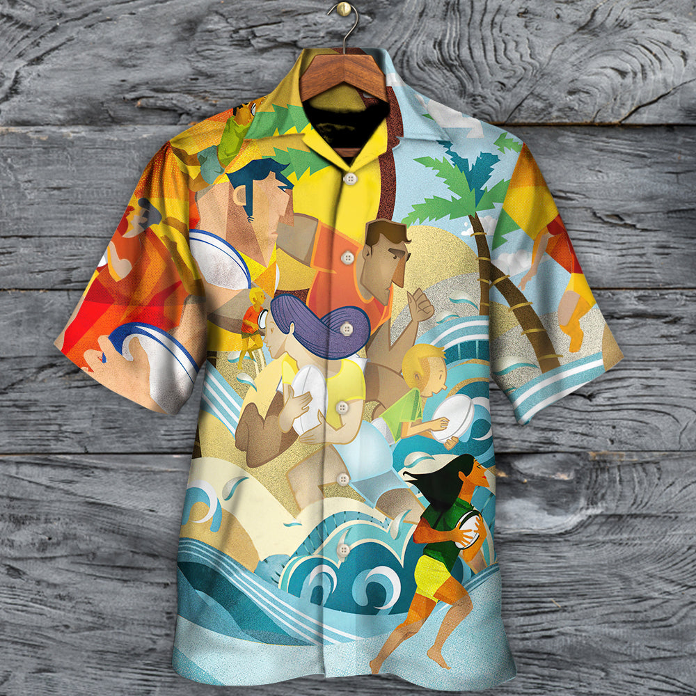 Rugby Beach Family Hawaiian Shirt Graphic Artwork Detail For Island Holidays