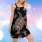 Hippie Turtle Love Ocean V-Neck Sleeveless Cami Dress For Vacations And Artistic Everyday Fashion