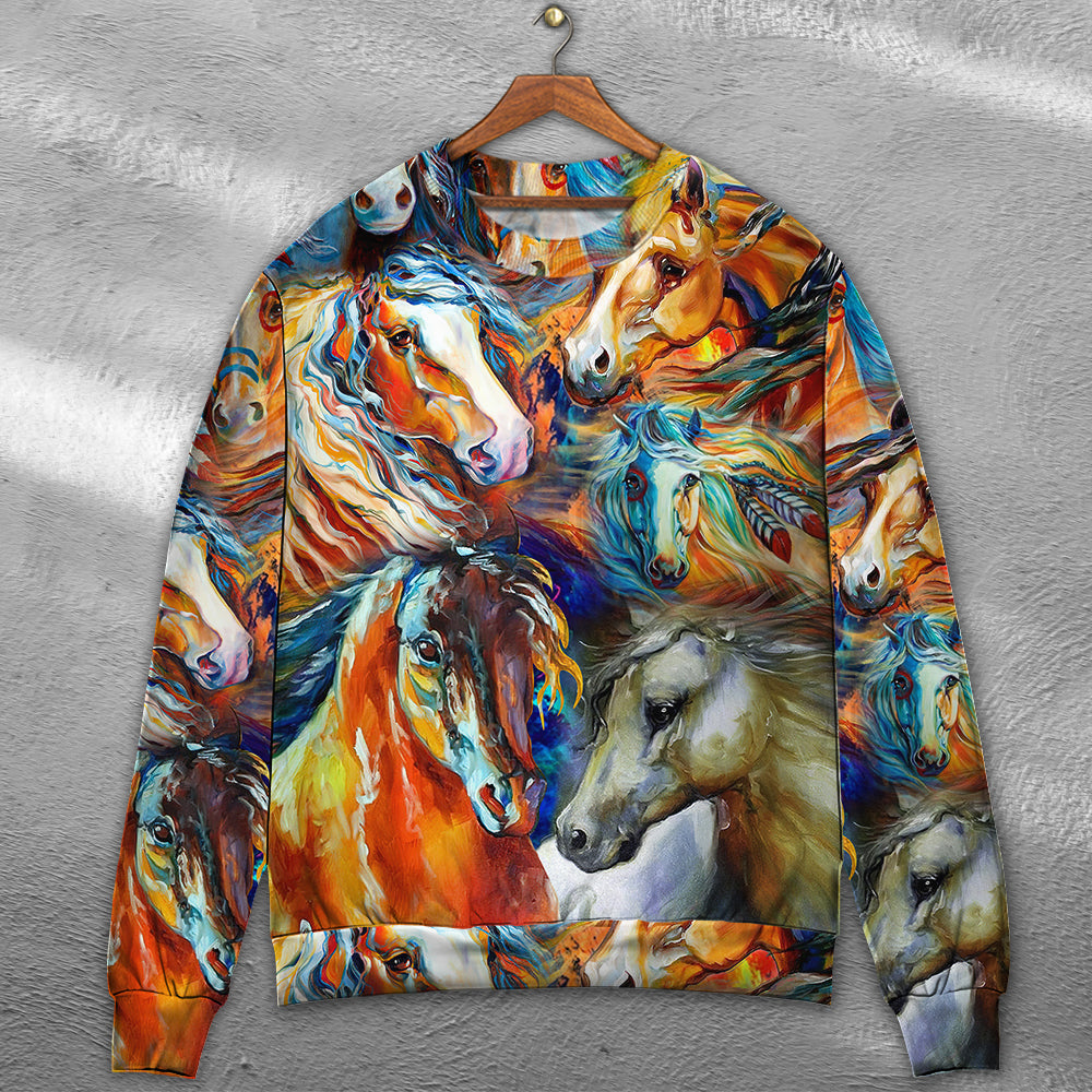 Colorful Horse Face Sweater For Casual Wear Travel Parties And Comfortable Seasonal Style