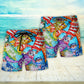 Cat And Fish Funny Friendship Beach Shorts Design Detail For Weekend Getaways And Beach Days