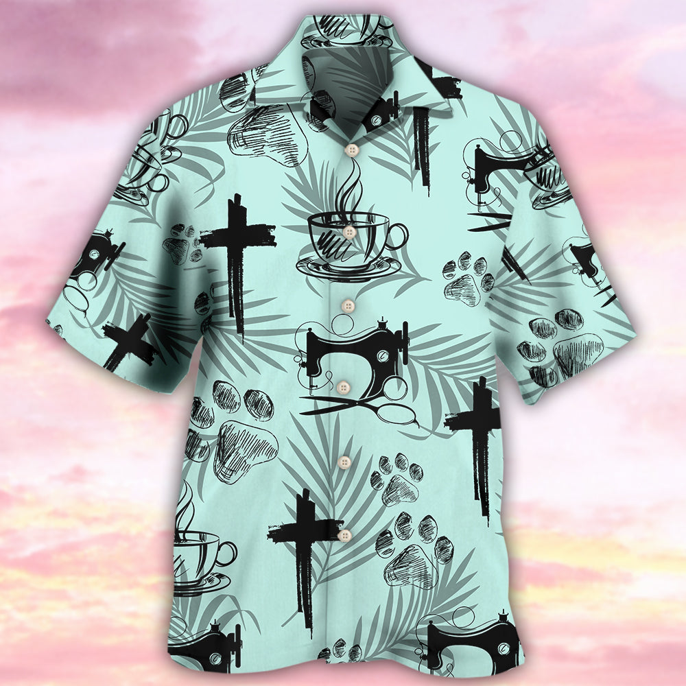 Coffee Faith Dog Sewing Hawaiian Shirt Design Detail For Sunny Adventures And Casual Wear