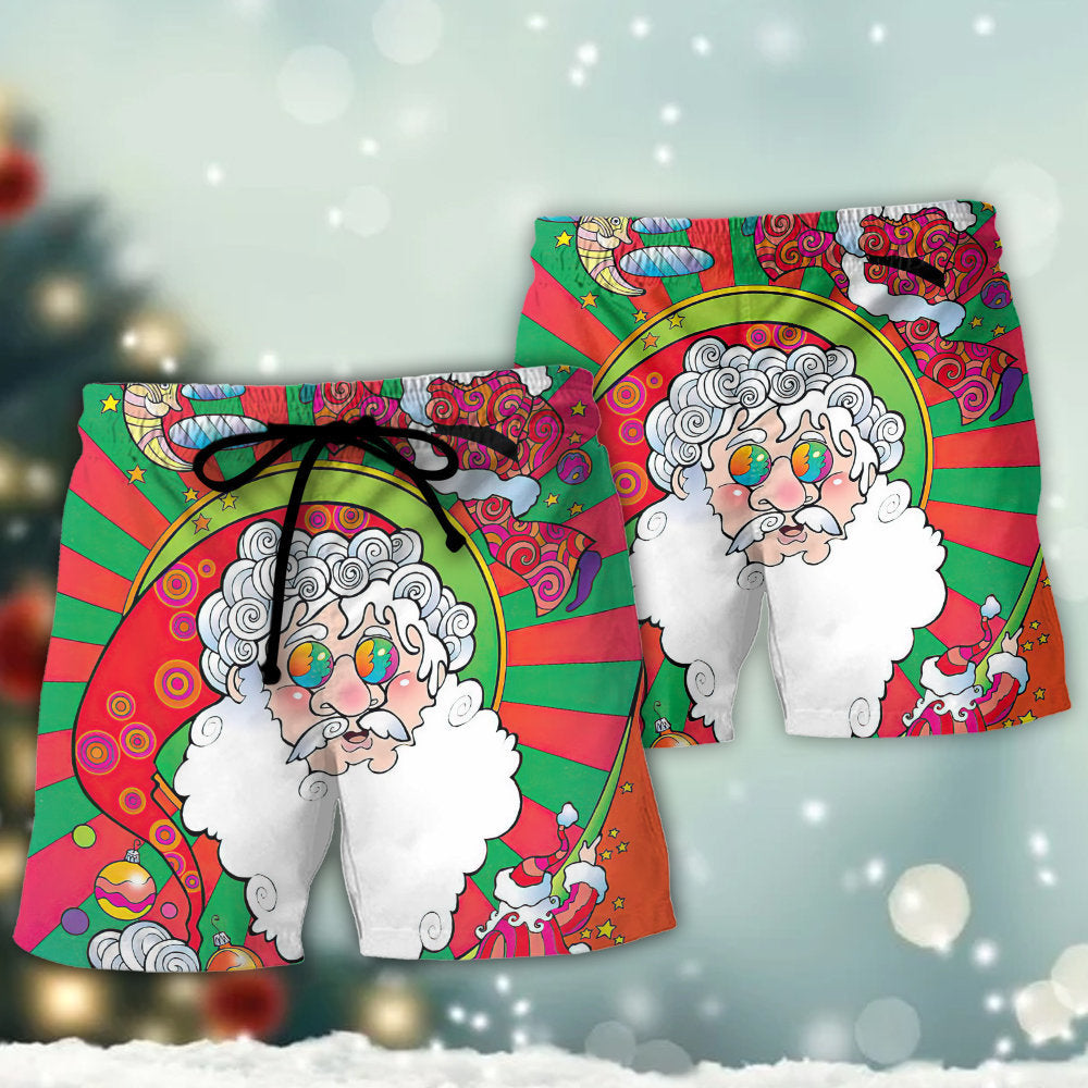 Christmas Santa Psychedelic Color Beach Shorts For Outdoor Adventures And Thoughtful Seasonal Gifts