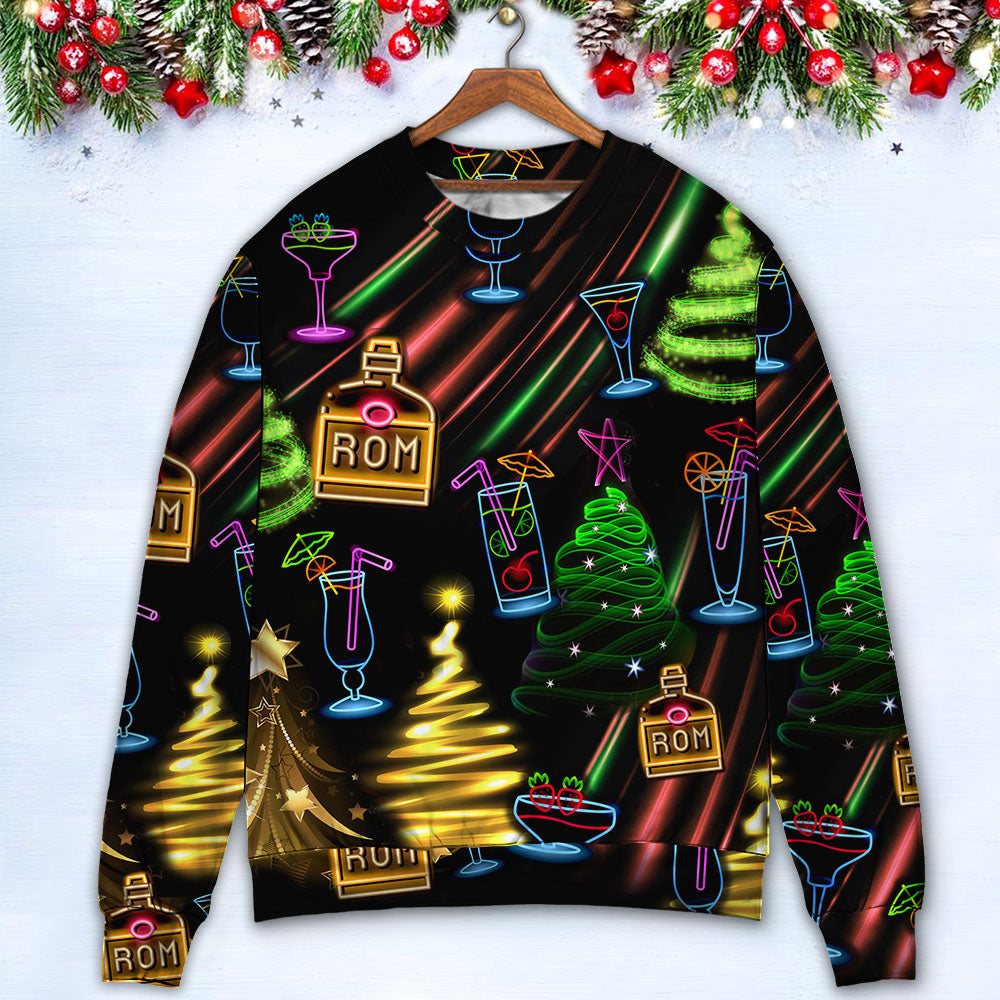 Christmas Rum Neon Sweater For Family Gatherings Winter Travel And Everyday Seasonal Comfort