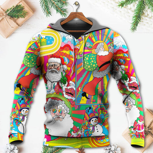 Hippie Santa Christmas Hoodie For Winter Streetwear Christmas Travel And Seasonal Home Gatherings