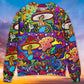 Hippie Mushroom Colorful Sweater For Boho Festivals Weekend Trips And Relaxed Casual Styling