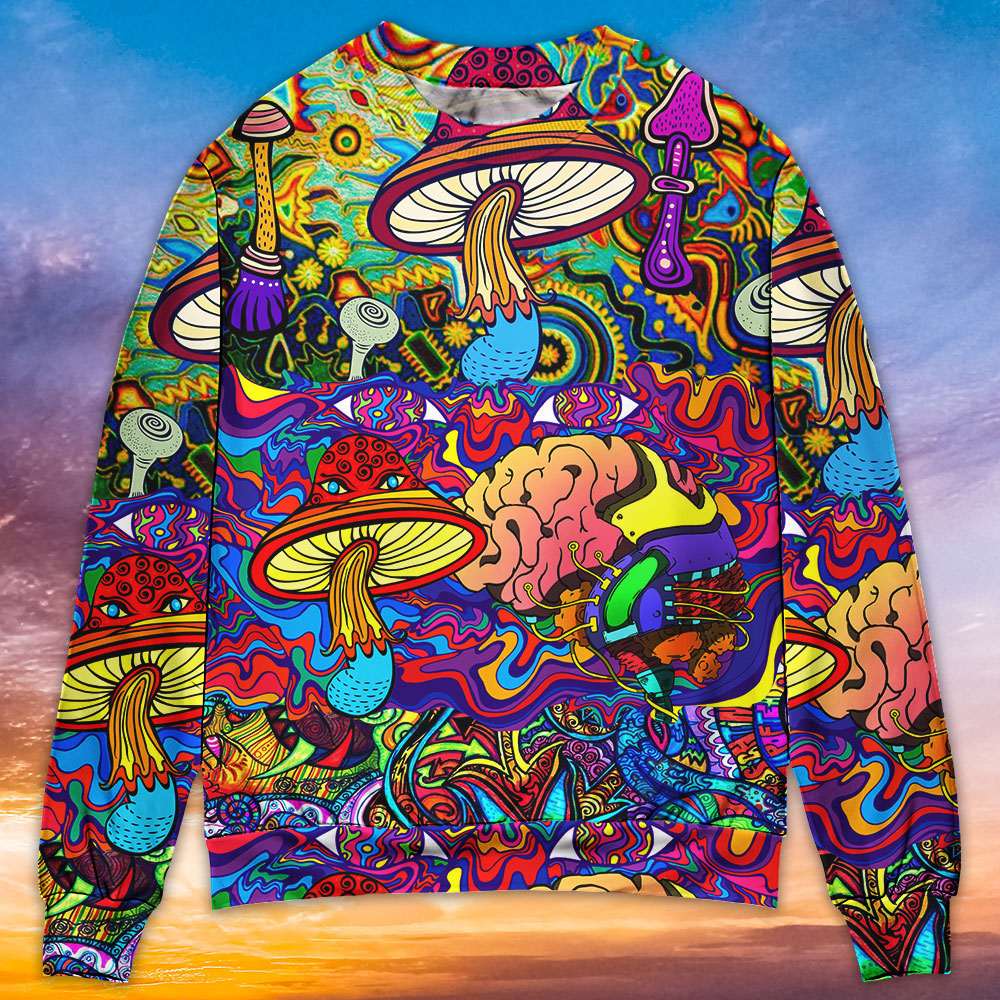 Hippie Mushroom Colorful Sweater For Boho Festivals Weekend Trips And Relaxed Casual Styling