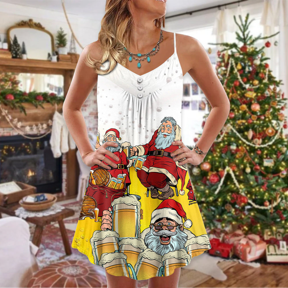 Christmas Santa Wants More Party V-Neck Sleeveless Cami Dress For Summer Events And Comfortable Everyday Style