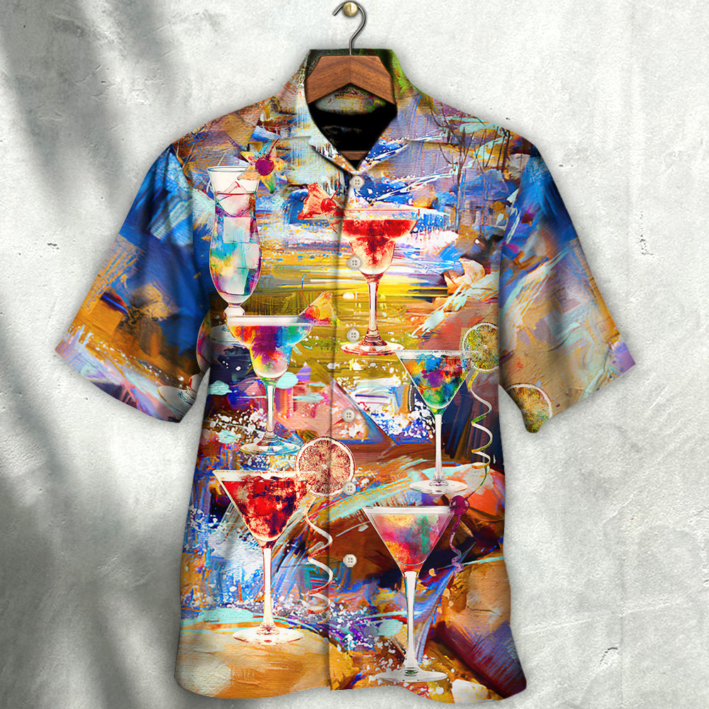 Cocktail Drinks Glass Awesome Hawaiian Shirt Artwork Detail For Tropical Trips And Casual Outings