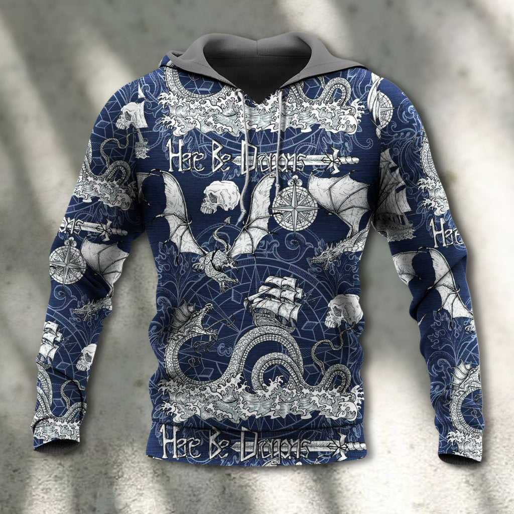 Dragon Skull Sea Life Hoodie For Coastal Travel Casual Outfits And Relaxed Daily Wear