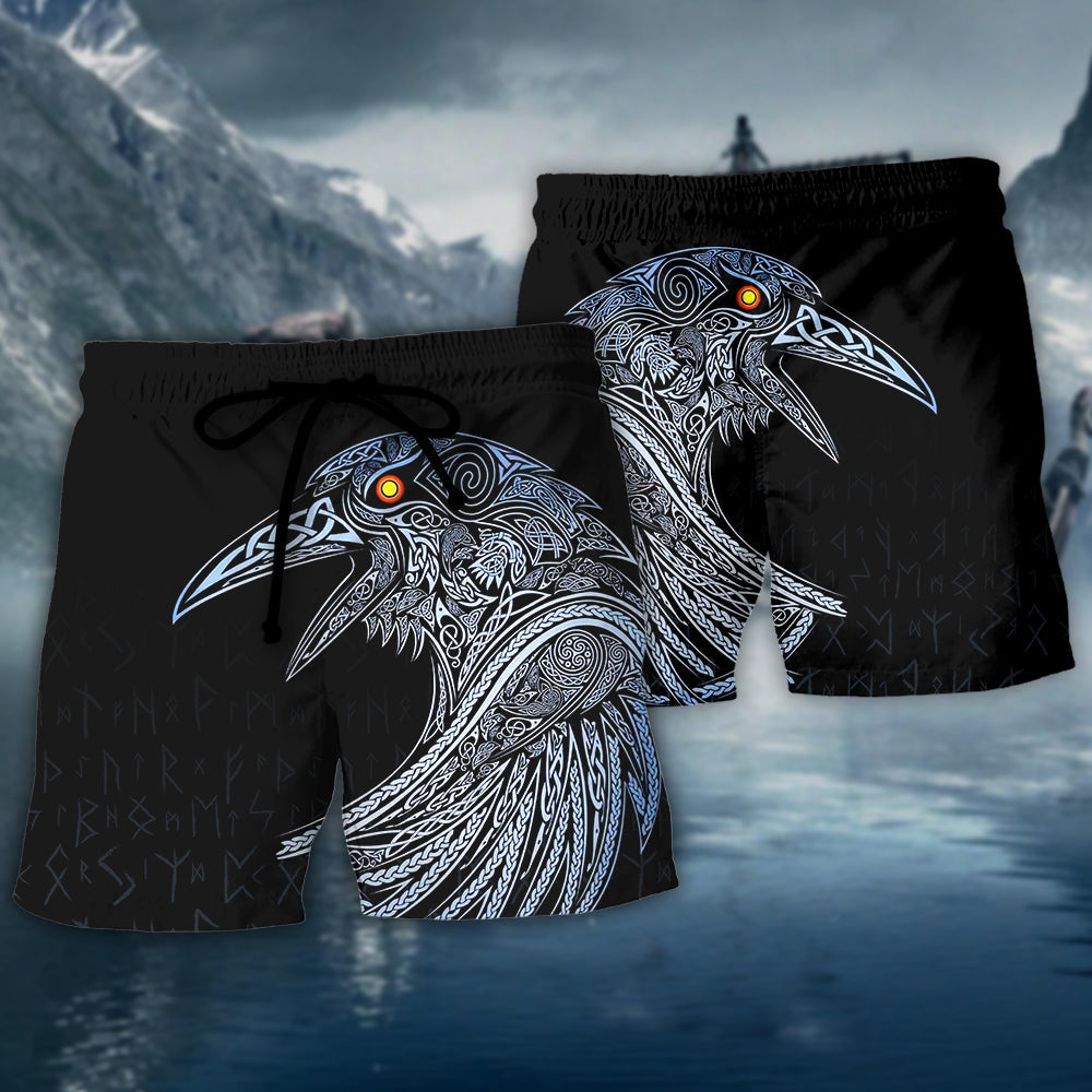 Viking Huginn And Muninn Ravens Beach Shorts For Coastal Adventures And Relaxed Summer Wear