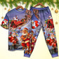 Playful Santa Christmas Short Sleeve Pajamas Set For Holiday Travel And Comfortable Home Wear
