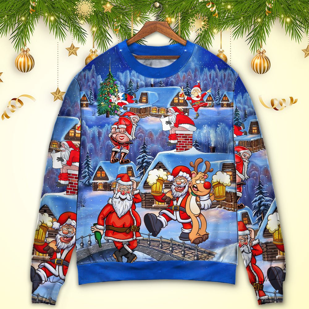 Christmas Santa Drunk Beer Troll Cheerful Sweater For Winter Parties Seasonal Adventures And Relaxed Everyday Styling