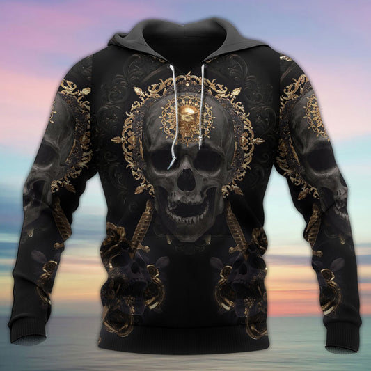 Golden Skull True King Hoodie For Alternative Fashion Events And Relaxed Everyday Wear